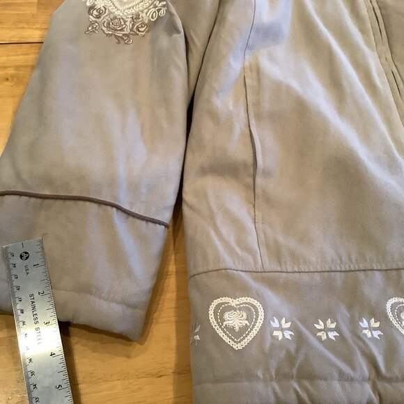 Vintage SM2 Tan Coat With Embroidery Sleeves And Bottom Lined Sz Large Y2K 90s - Picture 10 of 15